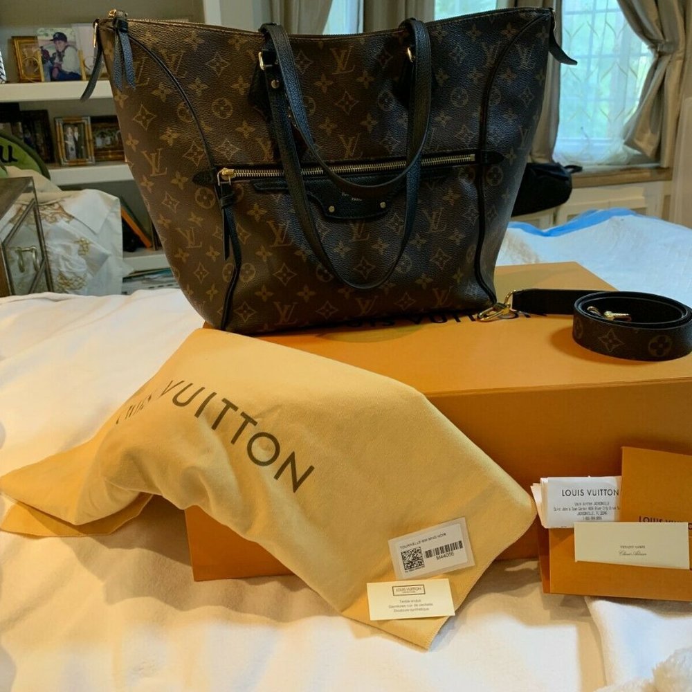 Authentic Louis Vuitton Tournelle MM Monogram Noir Black Tote Cross Body Handbag